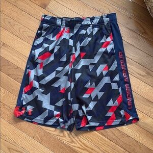 Under Armour Black and Red Athletic Shorts with Sleek Design